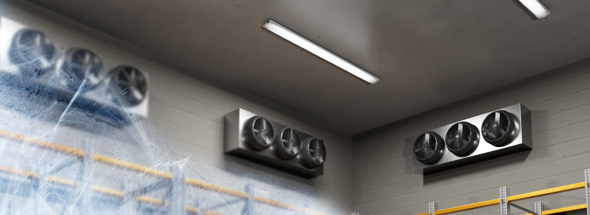 3d render of BJTAKE Lighting luminaires in a freezer